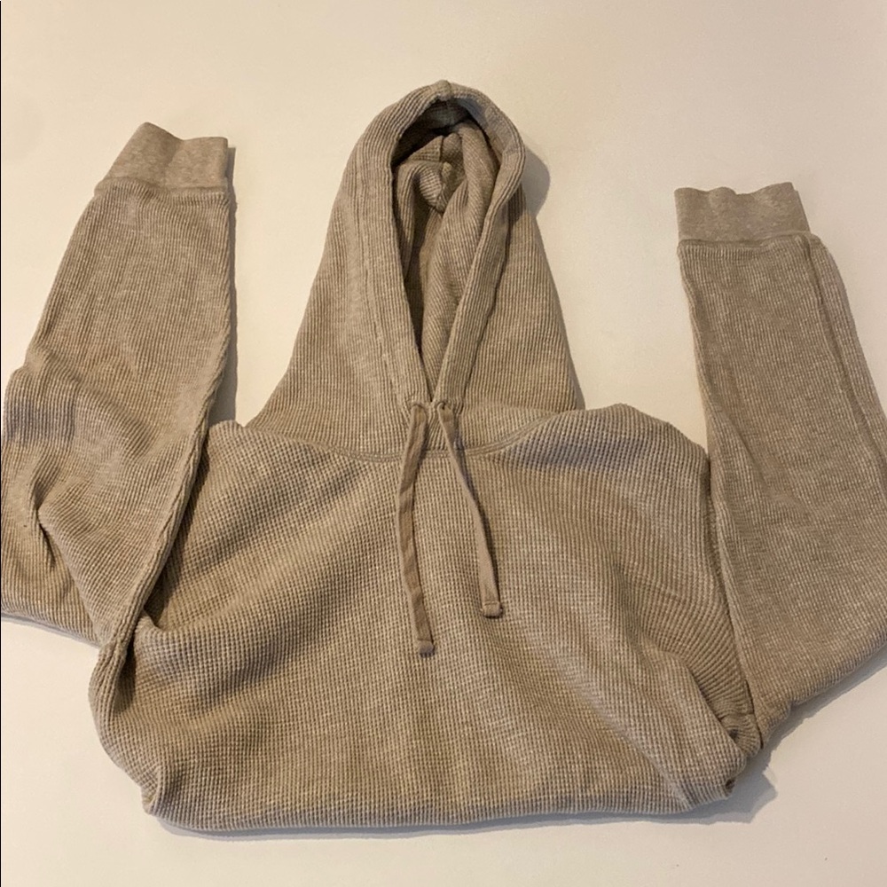 Cozy Ribbed Hooded Sweatshirt - Taupe